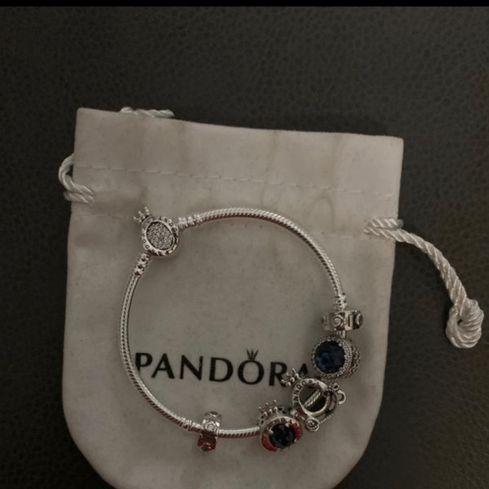 Pandora bracelets 3 charms and two safety clips